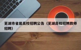 芜湖市省属高校招聘公告（芜湖高校招聘教师招聘）