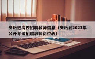 安岳进高校招聘教师信息（安岳县2021年公开考试招聘教师岗位表）