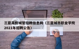 三亚高校城管招聘信息网（三亚城市职业学院2021年招聘公告）