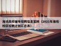 潍坊高校辅导招聘信息官网（2021年潍坊校区招聘计划汇总表）