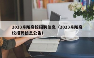 2023阜阳高校招聘信息（2023阜阳高校招聘信息公告）