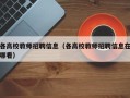 各高校教师招聘信息（各高校教师招聘信息在哪看）