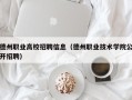 德州职业高校招聘信息（德州职业技术学院公开招聘）