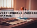 泸州高校引才招聘信息公示（泸州市引进高层次人才 职位表）