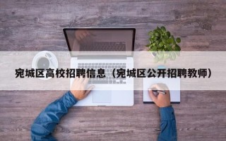 宛城区高校招聘信息（宛城区公开招聘教师）